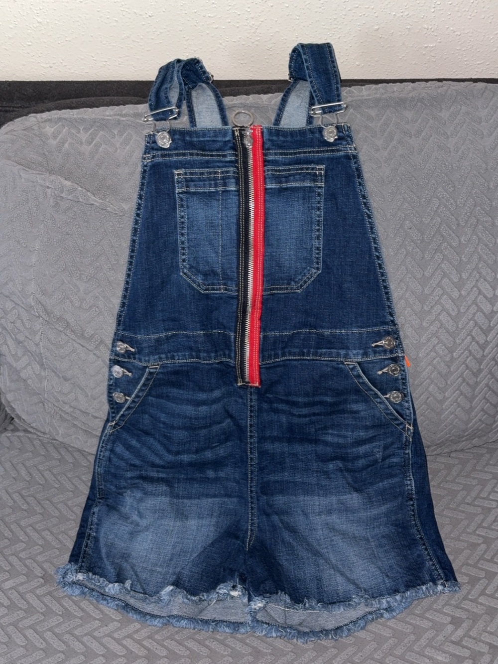 Tommy Hilfiger Light Blue Denim Overalls with Red Logo Tag